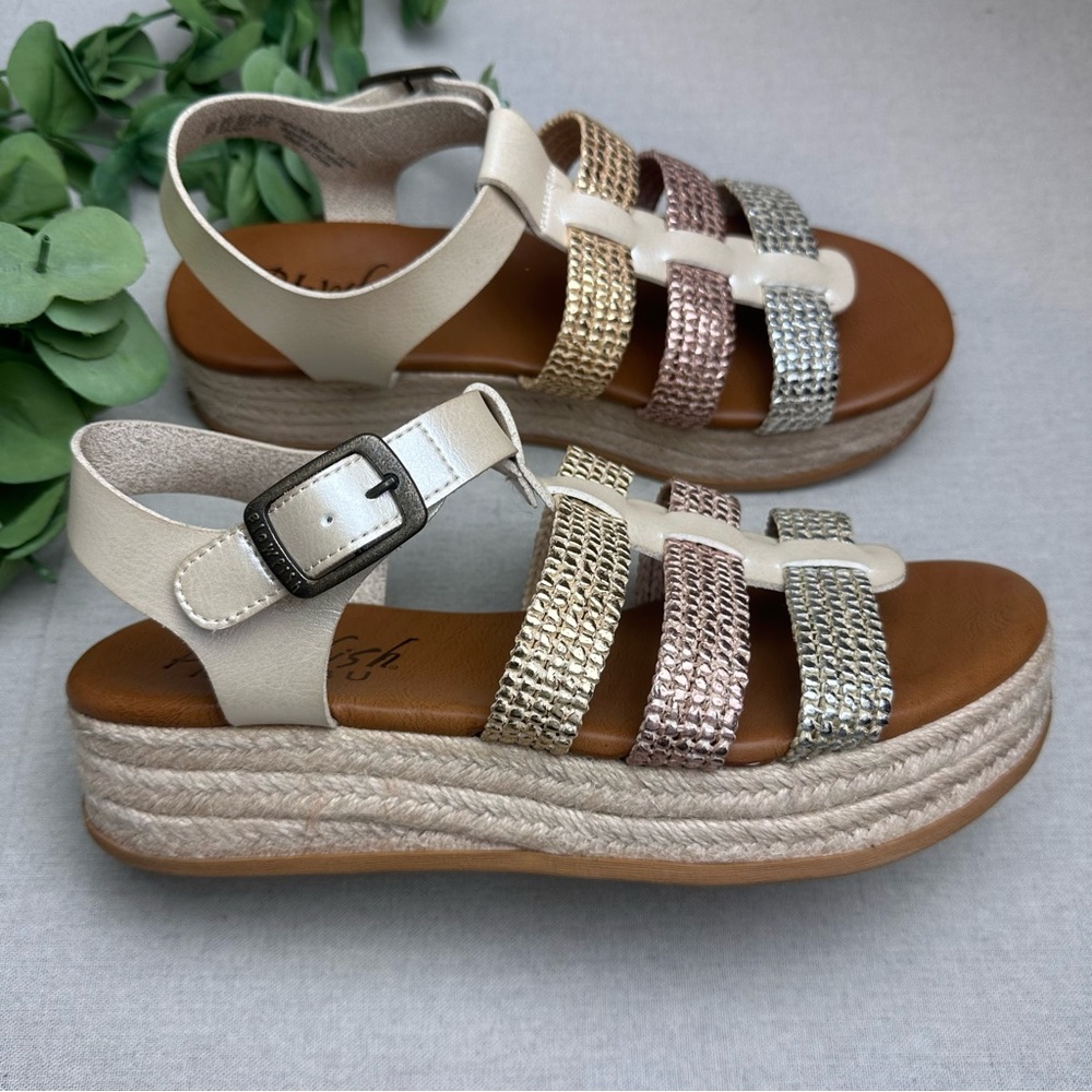 Blowfish Malibu Madrid Sandals Jute Platform Neutral Metallic Women’s Size 9